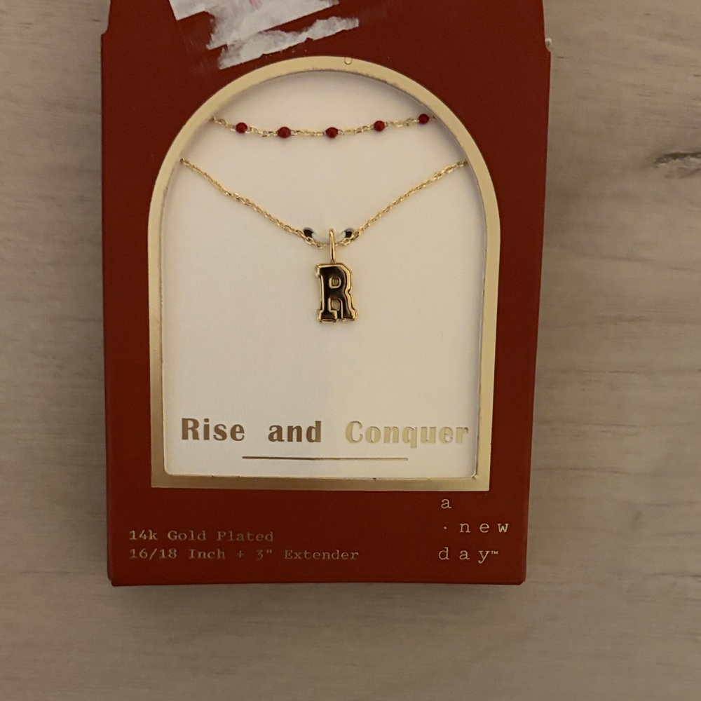A New Day Gold and Red Initial Necklace